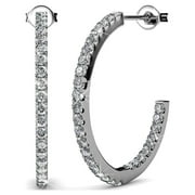 Rosalyn 18k White Gold Plated 20mm Hoop Earrings with Swarovski Crystals for Women